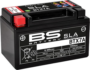 BATTERIE BS SLA BTX7A 12V 6Ah POUR SHINERAY 250 STXE SANS ENTRETIEN PRÊTE À L'EMPLOI