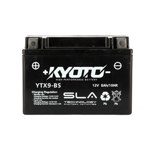 BATTERIE KYOTO YTX9-BS SLA 12V 8Ah POUR SHINERAY 250 STIXE SANS ENTRETIEN PRÊTE À L'EMPLOI