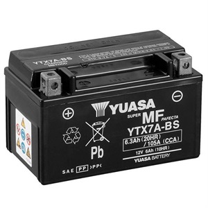 BATTERIE YUASA YTX7A-BS 12V 6Ah POUR SHINERAY 200 SANS ENTRETIEN